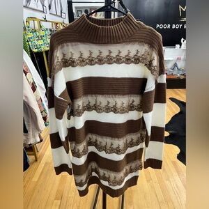 Lace embellished turtleneck dress